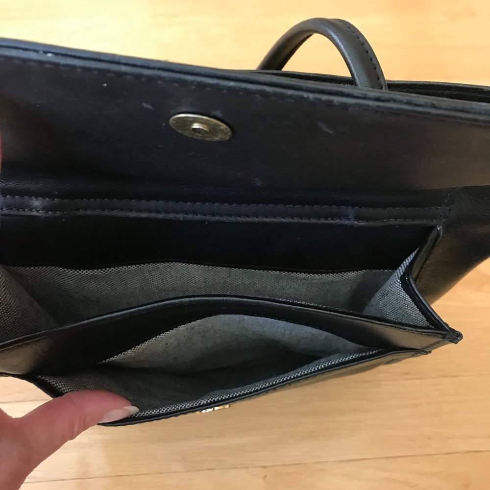 Hidesign Black Leather Tote Purse Gem